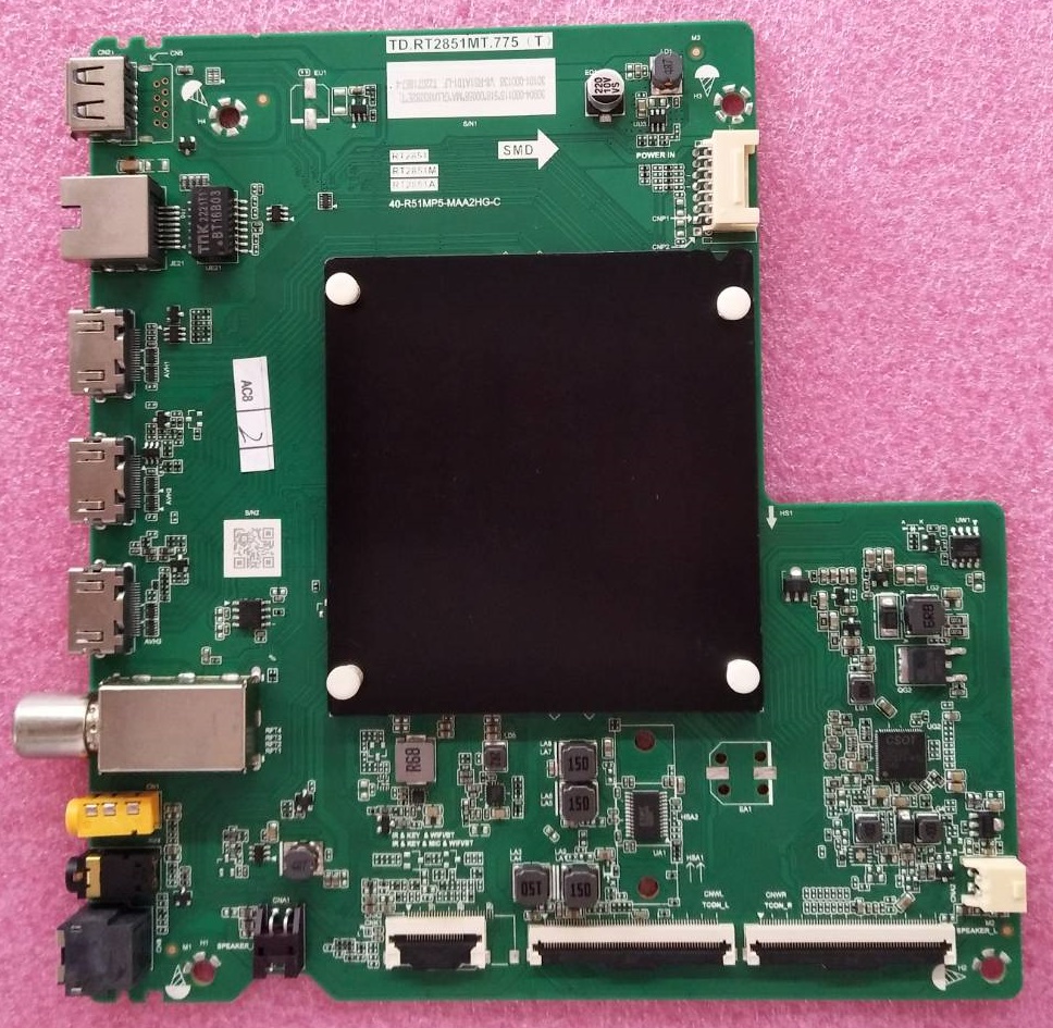 เมนบอร์ดทีวีทีซีแอล (Mainboard TV TCL) ของแท้ถอดจากเครื่อง รุ่น55T635 พาร์ทTD.RT2851MT.775(T) ทีบาร์ST5461D12-4