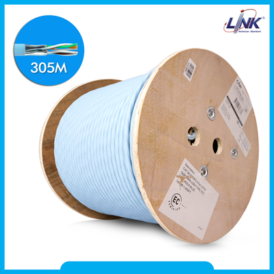 CAT6A Indoor U/FTP Cable, Bandwidth 500MHz, 23 AWG, LSZH, Aqua Blue Color 305 M./Roll