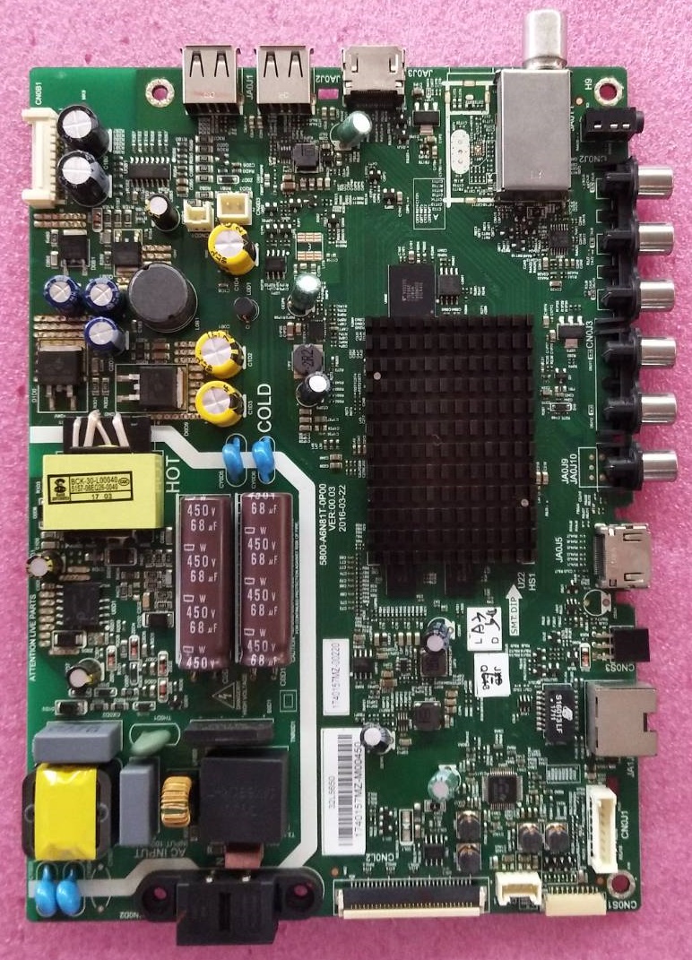 One Board TOSHIBA (วันบอร์ด โตชิบา) ของแท้ถอดจากเครื่อง รุ่น32L5650VT พาร์ท5800-A6N81T-0P00