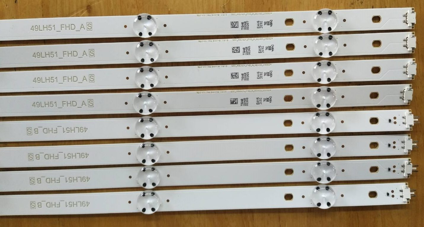 หลอดแบล็คไลท์LG(แอลจี)ของแท้ถอดจากเครื่อง รุ่น49LH511T-TE :49LH590T *1ชุด4แถว8ชิ้น*