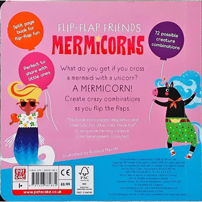 หนังสือนิทานเด็ก ภาษาอังกฤษ บอร์ดบุค MERMICORNS MIX&MATCH BOOK