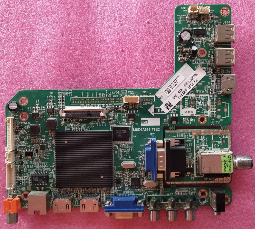 เมนบอร์ดทีวีฟิลลิปส์(Mainboard TV PHILIPS) มือสองพร้อมใช้งาน รุ่น50PUT6002S/67 พาร์ท MSD6A638-T8E2 เวอร์ชั่นT-CON CV500U1-T01-CB-1