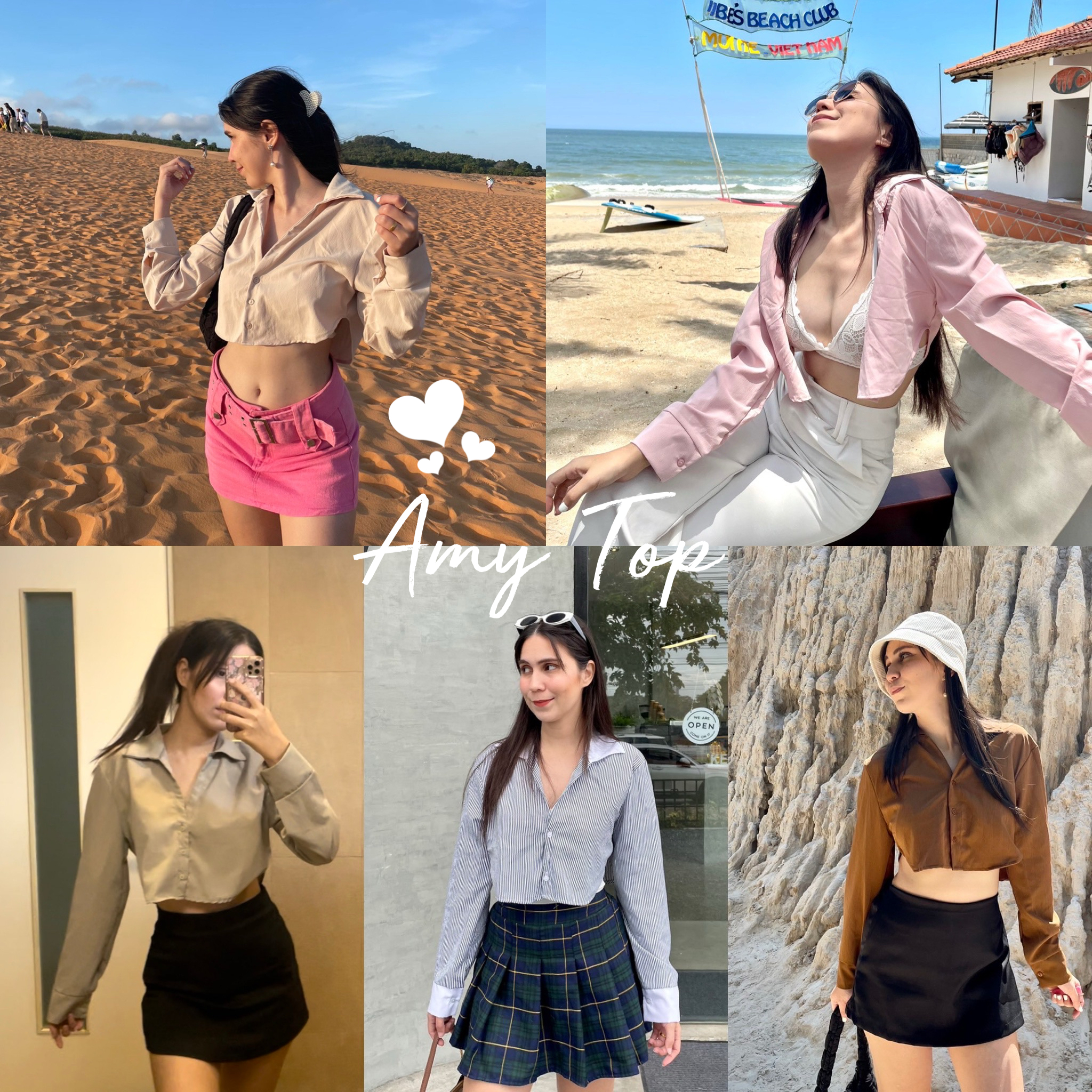 💗Amy Top💗 เสื้อเชิ้ตครอปแขนยาว กระดุมหน้า ใส่แมชกระโปรงหรือกางเกงง่ายได้ทุกลุค ได้ทั้งเซกซี่หรือเรียบร้อยลูกหนูเลยค่า 🥰