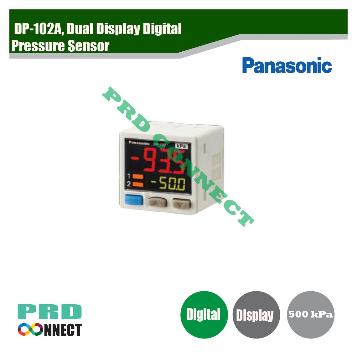 Dual Display Digital Pressure Sensor, DP-102A, Panasonic