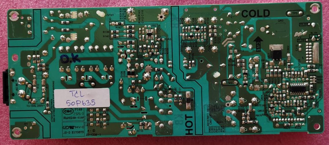 ซัพพลายทีวีทีซีแอล TCL อะไหล่แท้#ของถอดจากเครื่องพร้อมใช้งาน ใช้กับรุ่น50P635 พาร์ทPW.A100W2.771