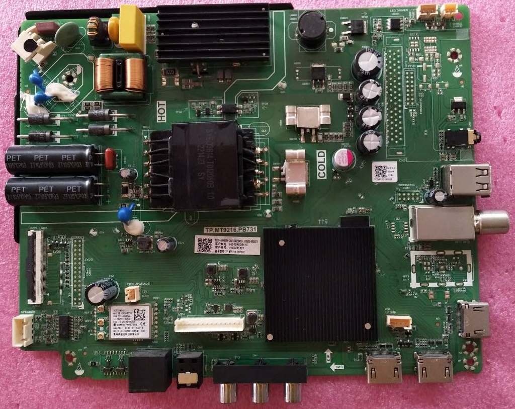 เมนบอร์ดทีวีไฮเออร์ HAIER ของแท้ถอดจากเครื่อง ใช้กับรุ่น H43D6FG พาร์ทTP.MT9216.PB731 ใช้ทีบาร์PT430CT03-14 ver.2.5