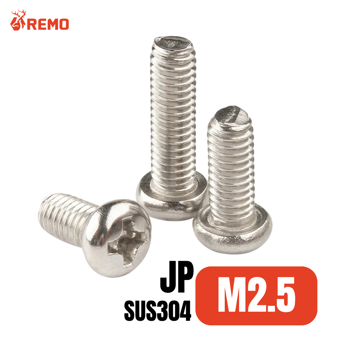 สกรูมิลหัวกลมสแตนเลส (JP) M2.5-0.45F(4mm - 30mm)