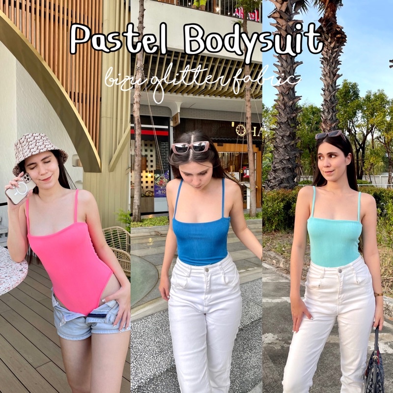 🫐Pastel Bodysuit🫐 บอดี้สูทเต็มตัว ทรงสายเดี่ยวหน้าหลังเท่ากัน เล่นแสงเล่นสีสุดๆแม่ เป้ามีกระดุมให้ด้วยน๊า