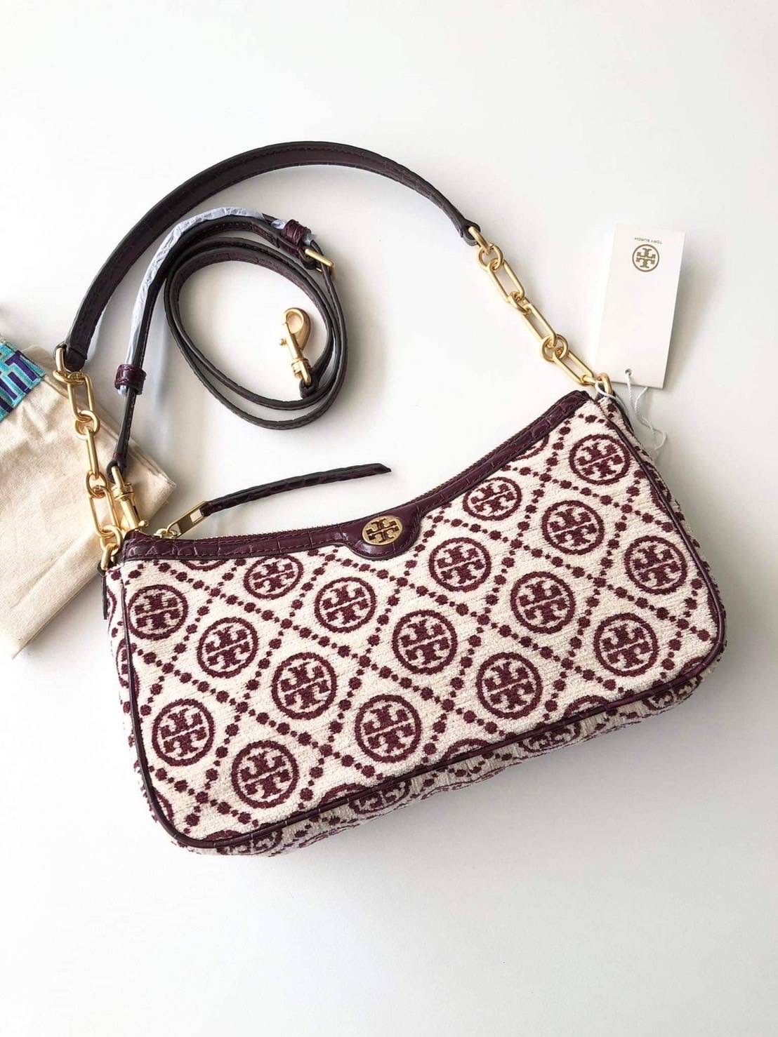 New Tory Burch T Monogram Jacquard Studio Bag