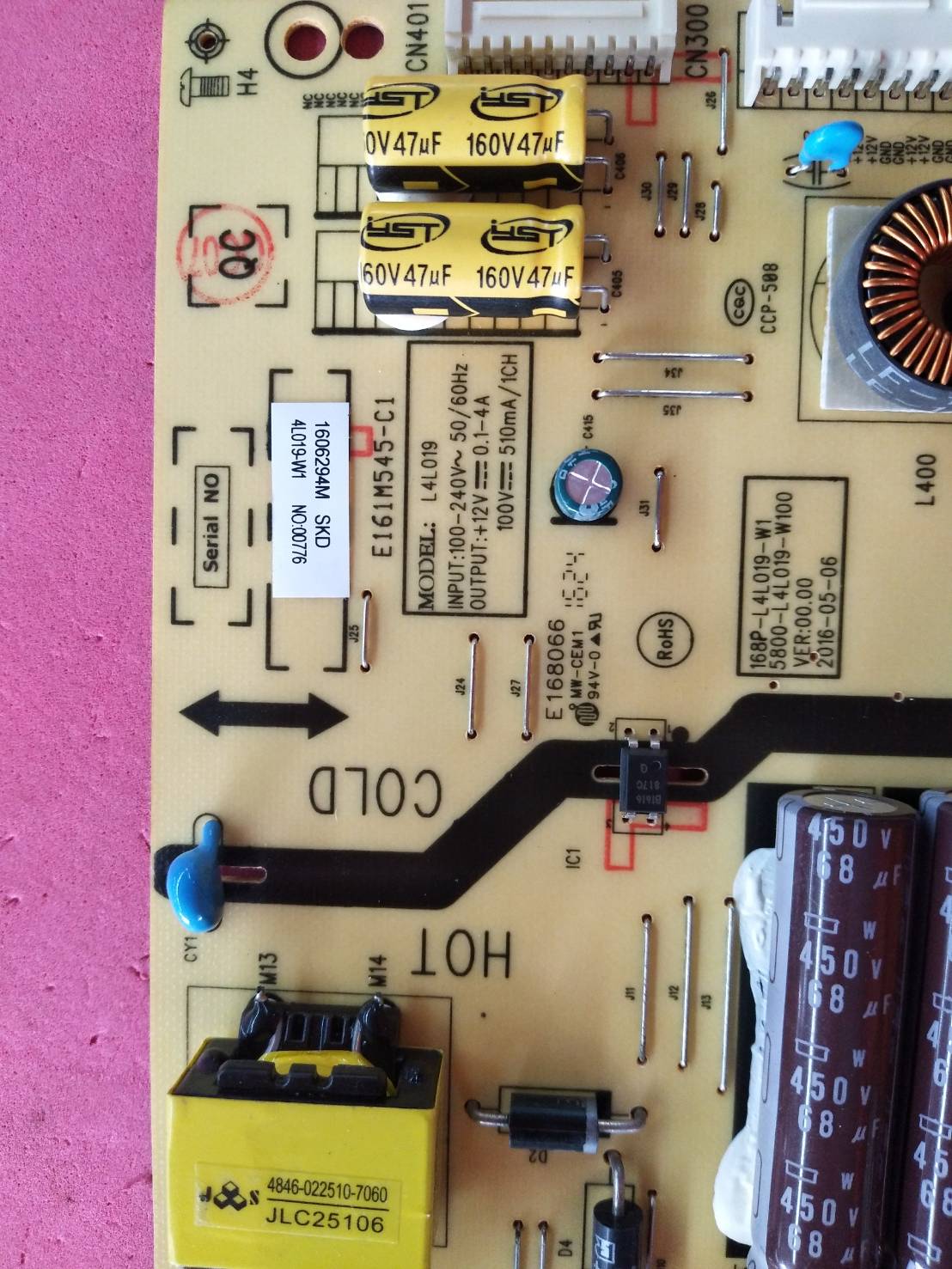 POWER SUPPLY PANASONIC (พานาโซนิค) ของแท้ถอดจากเครื่อง รุ่น TH-43DX400T พาร์ท5800-L4L019-W100