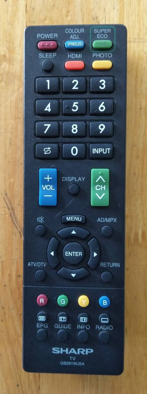 รีโมท ทีวี SHARP(ชาร์ป) REMOTE CONTROL ของแท้มือสอง RRMCGB291WJSA ใช้กับรุ่น2T-C42BD1X LC-32SA4200X