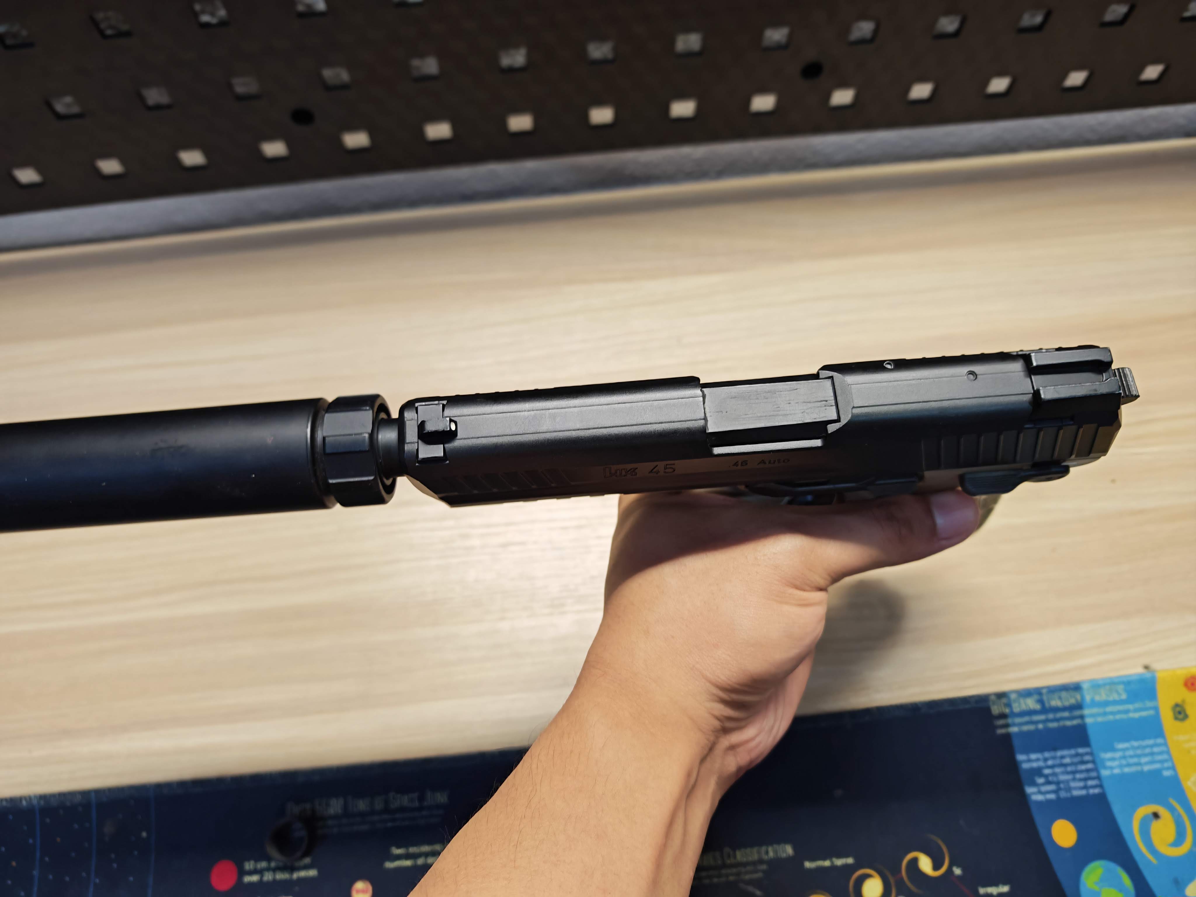 Tokyo Marui HK45 Tactical Two Tone + เก็บเสียง GBB BB Gun บีบีกัน แบบแก๊ส ปืนอัดลม มือสอง Airsoft Gun