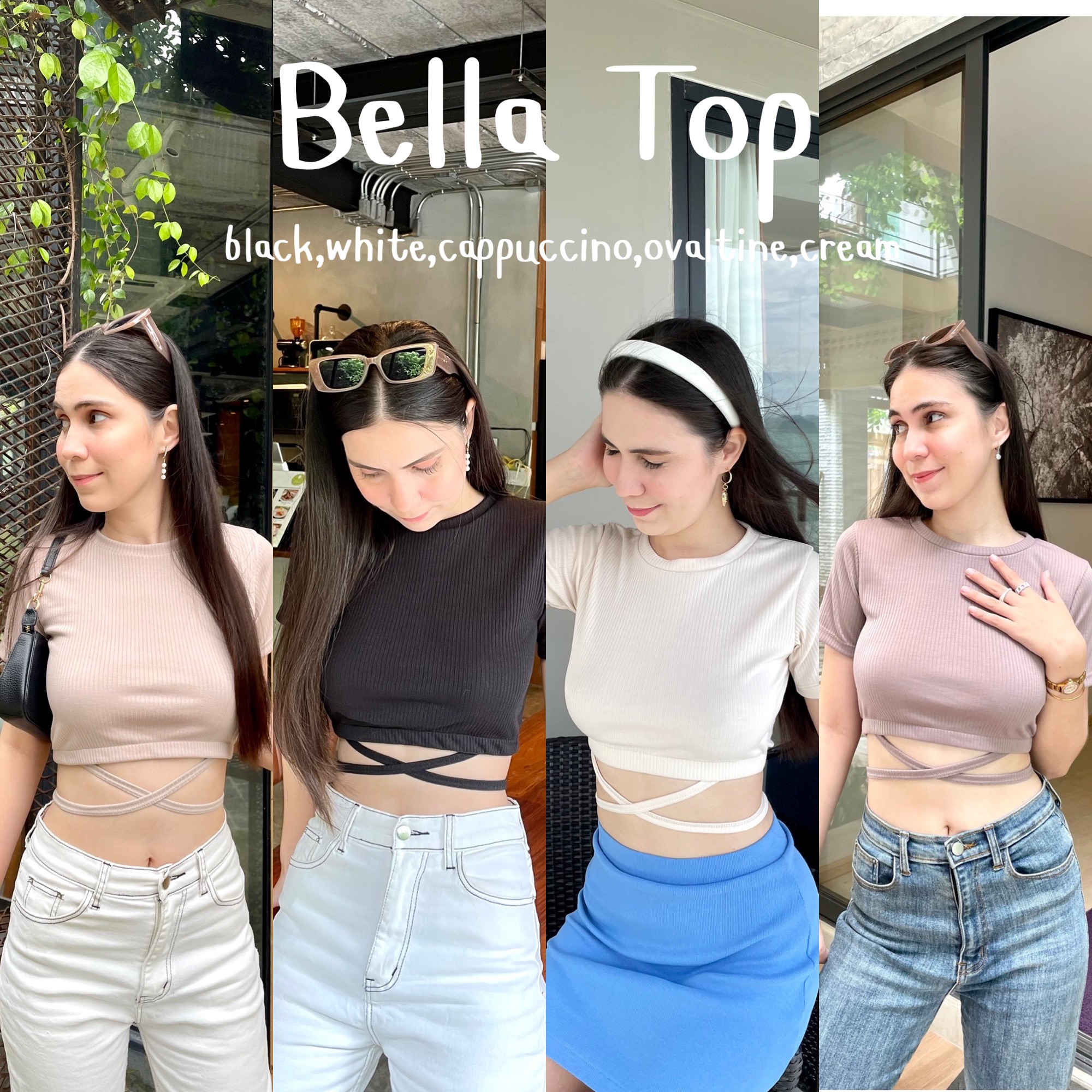 🌷Bella Top🌷 เสื้อครอปแขนสั้น ผูกเอว ผ้านิ่ม อยากผูกตรงไหนปรับได้หมด