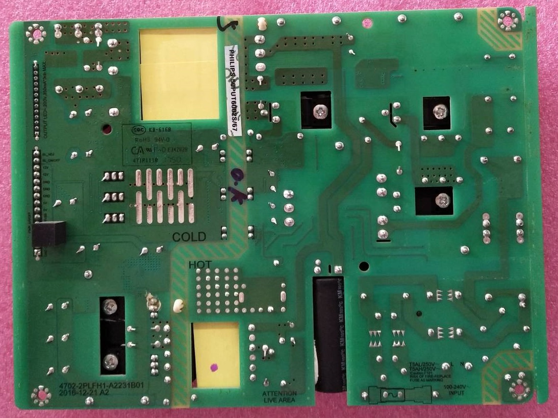 เพาเวอร์ซัพพลายทีวีฟิลลิปส์(Power Supply TV PHILIPS) มือสองพร้อมใช้งาน รุ่น43PUT6002S/67 50PUT6002S/67 55PUT6002S/67 (ใช้กับไดร์ขับหลอด 3ชุด)