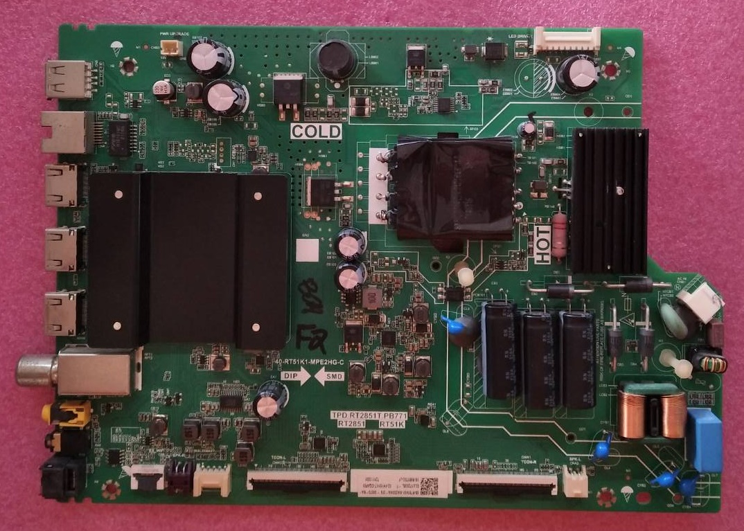 เมนบอร์ดทีวีทีซีแอล (Oneboard TV TCL) มือสองพร้อมใช้งาน รุ่น50P615 พาร์ทTPD.RT2851T.PB771 เวอร์ชั่นทีบาร์V500DJ7-QE1