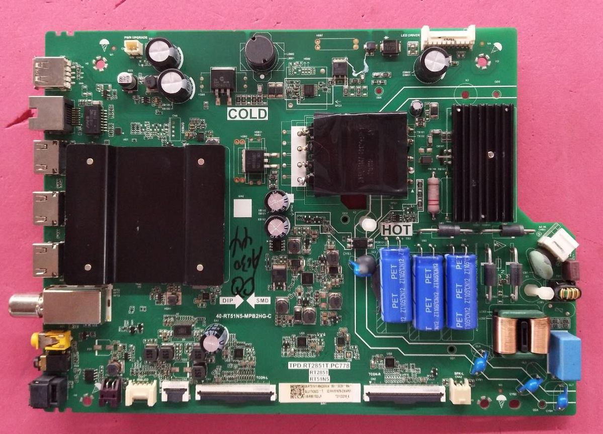 One Board TCL (วันบอร์ด ทีซีแอล)อะไหล่แท้/มือสองพร้อมใช้งาน รุ่น55P615 :TPD.RT2851T.PC778 ทีบาร์ST5461D12-4