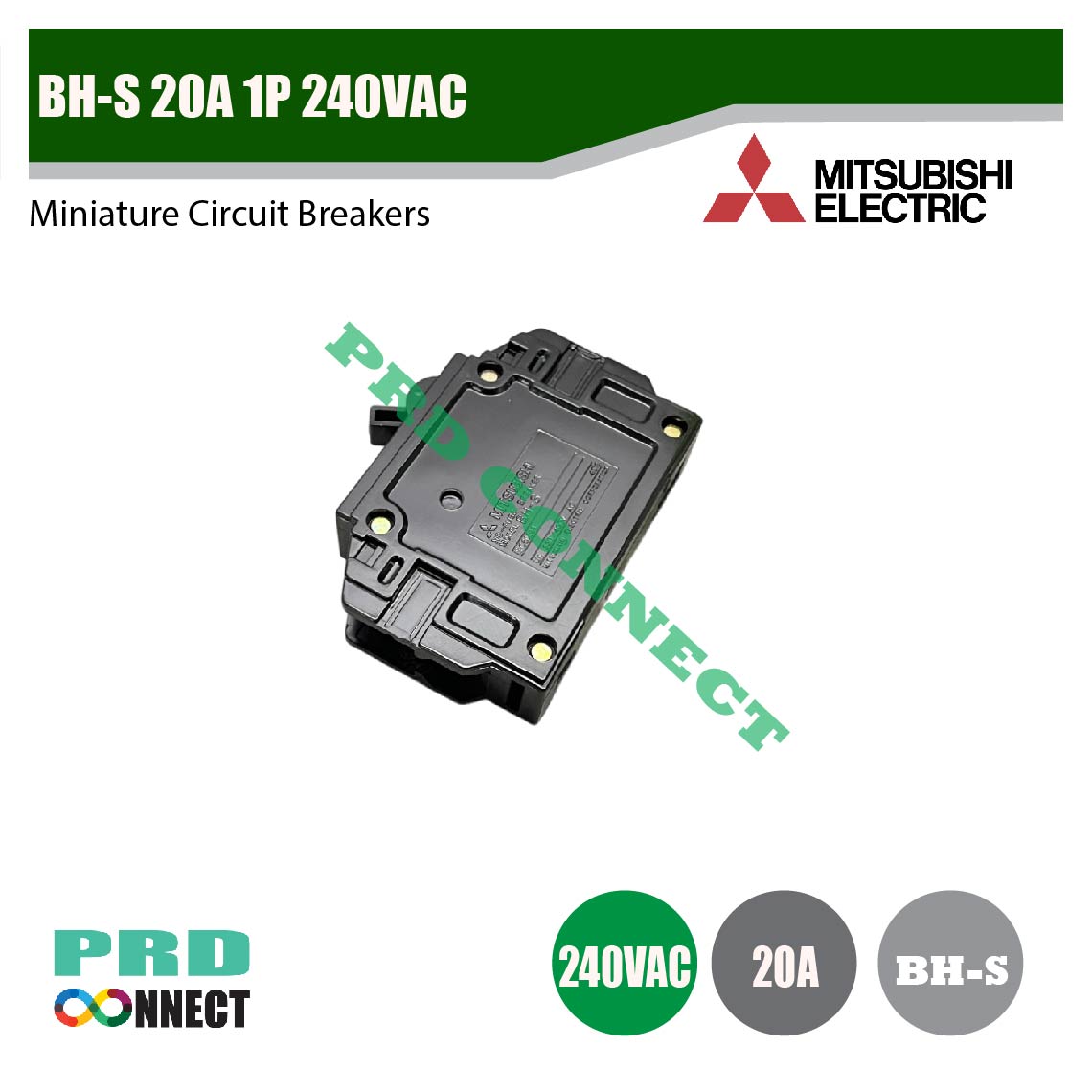 BH-S 20A 1P 240VAC, Miniature Circuit Breakers, MITSUBISHI