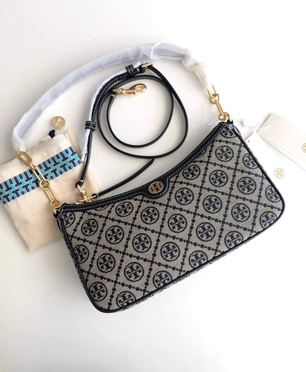New Tory Burch T Monogram Jacquard Studio Bag