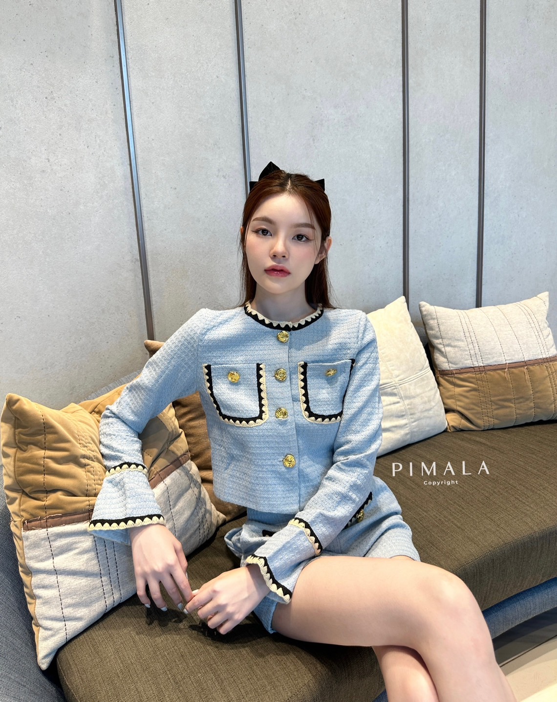 SETเสื้อ+กางเกง เซทเสื้อแขนยาวปักขอบกระเป๋า