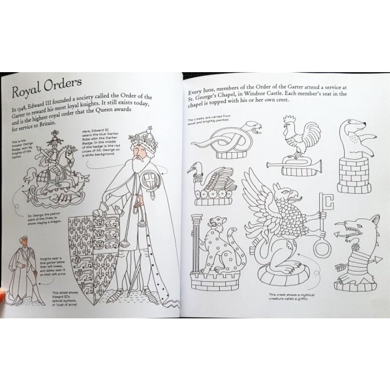 หนังสือ ระบายสี นิทานความรู้ ภาษาอังกฤษ USBORNE KING&QUEENS TO COLOUR/ใหม่