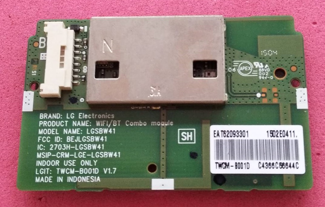 ตัวรับสัญญาณ WIFIทีวีแอลจี ( LG) ของแท้/ถอดจากเครื่อง รุ่น 42LB650T พาร์ท EAT62093301 และรุ่นอื่นที่พาร์ทเดียวกัน