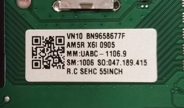 เมนบอร์ดทีวีซัมซุง SAMSUNG อะไหล่แท้/มือสองพร้อมใช้งาน พาร์ท BN96-58677F ใช้กับรุ่นUA55DU7700KXXT เวอร์ชั่น WF03