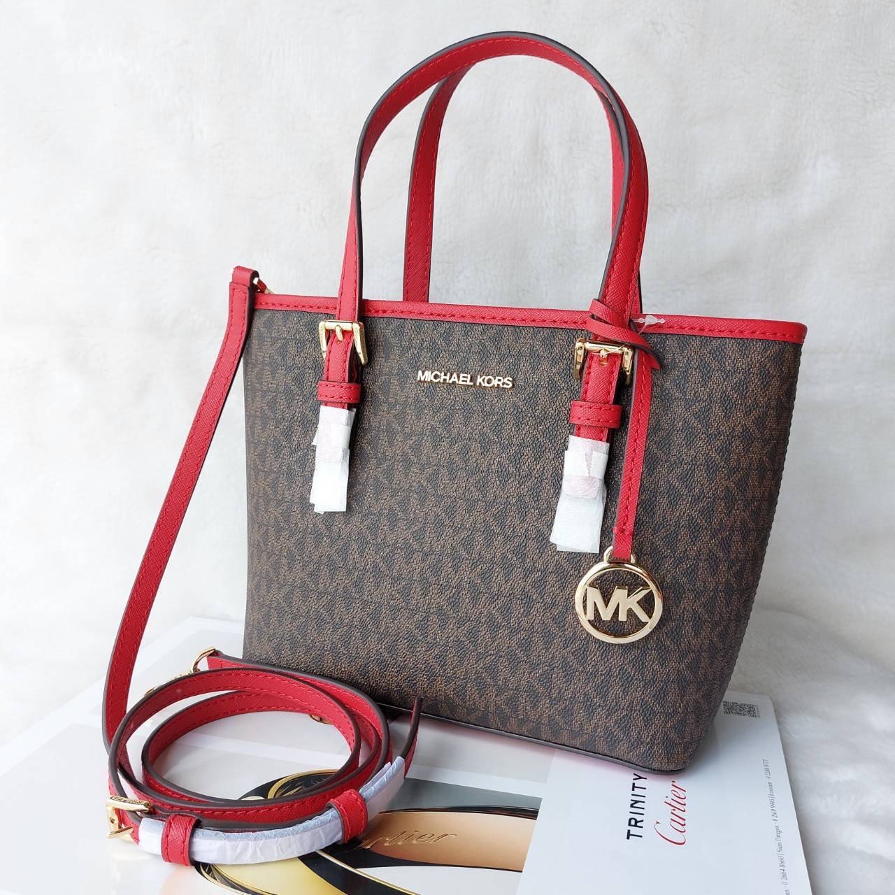 New Michael Kors Jet Set Travel Extra-Small Logo Tote Zip