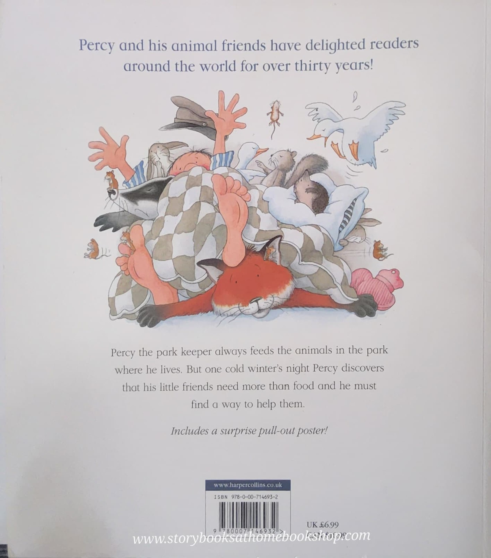 หนังสือนิทานปกอ่อน** ♥️♥️A PERCY THE PARK KEEPER STORY:ONE SNOWY NIGHT BY NICK BUTTERWORTH (WITH POSTER)