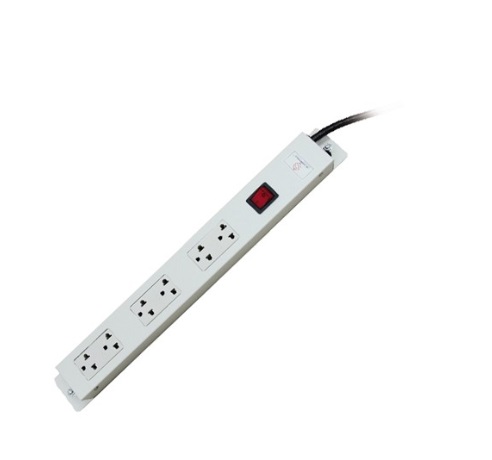 AC Power Distribution 6 TISOutlet w/Cable 3 M. & SW Cover