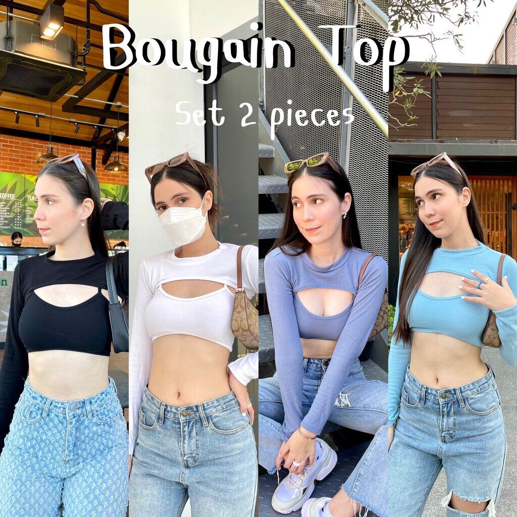 🦋Bougain Top🦋 เสื้อ2ชิ้น งานปังสุด ใส่ยังไงให้คนไม่มอง แยกใส่ได้ สวยต้องจัด! Cropbkk♡