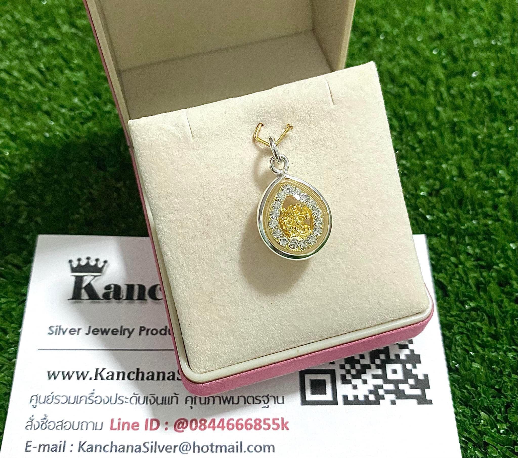 จี้เงินแท้ พระพิฆเนศ ประดับเพชร ขนาดประมาณเหรียญ 25 และ 50 สตางค์