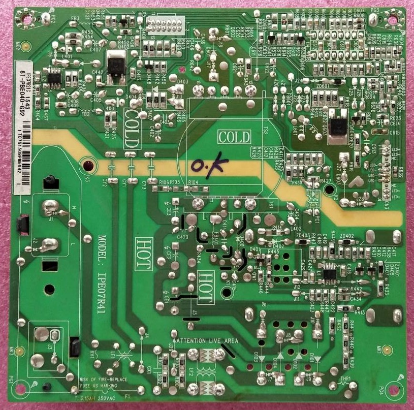 ซับพลายทีวี ทีซีแอล TCL ของแท้ถอดจากเครื่อง ใช้กับรุ่น LED40D2730 LED40D2720 พาร์ท IPE07R41