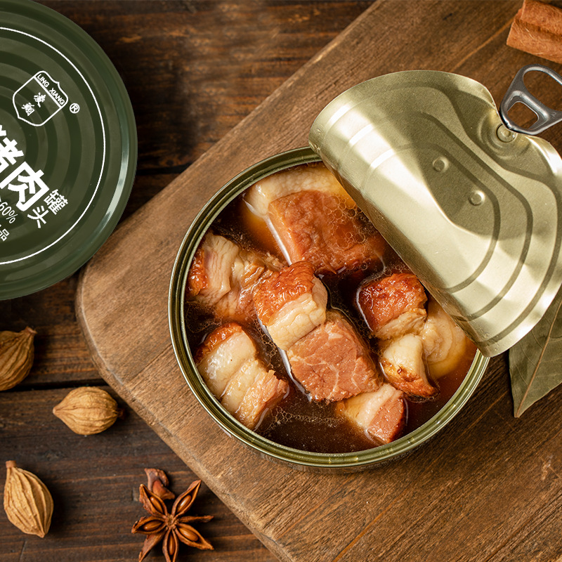 MRE ทหารจีน *หมูตุ๋นกระป๋อง* พร้อมทาน อาหารทหาร braised pork canned ready to eat เก็บได้3ปี