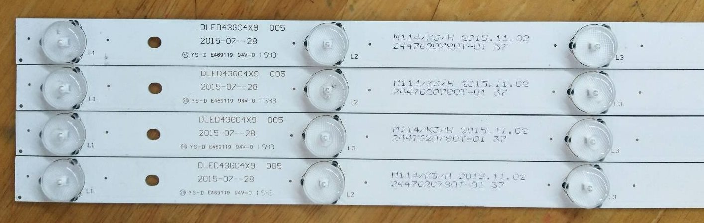 หลอดแบล็คไลท์ ACONATIC ของแท้ถอดจากเครื่อง รุ่น AN-43DF800SM :AN-LT4301 (หลอด 4แถว 9ดวง)