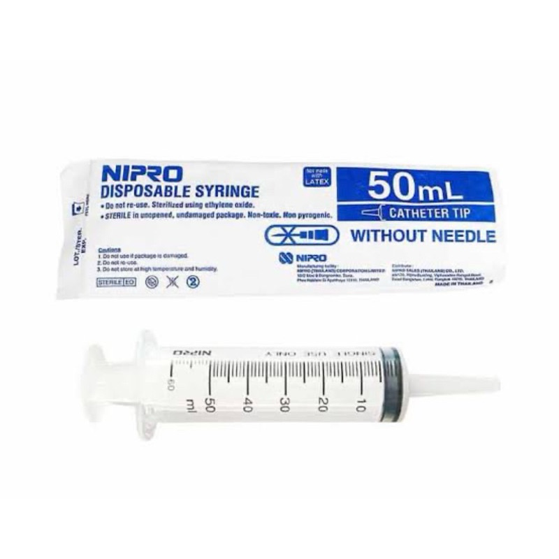 50ml Disposable Syringe Plastic หัวกลาง (ไม่มีเข็มฉีดยา) NIPRO