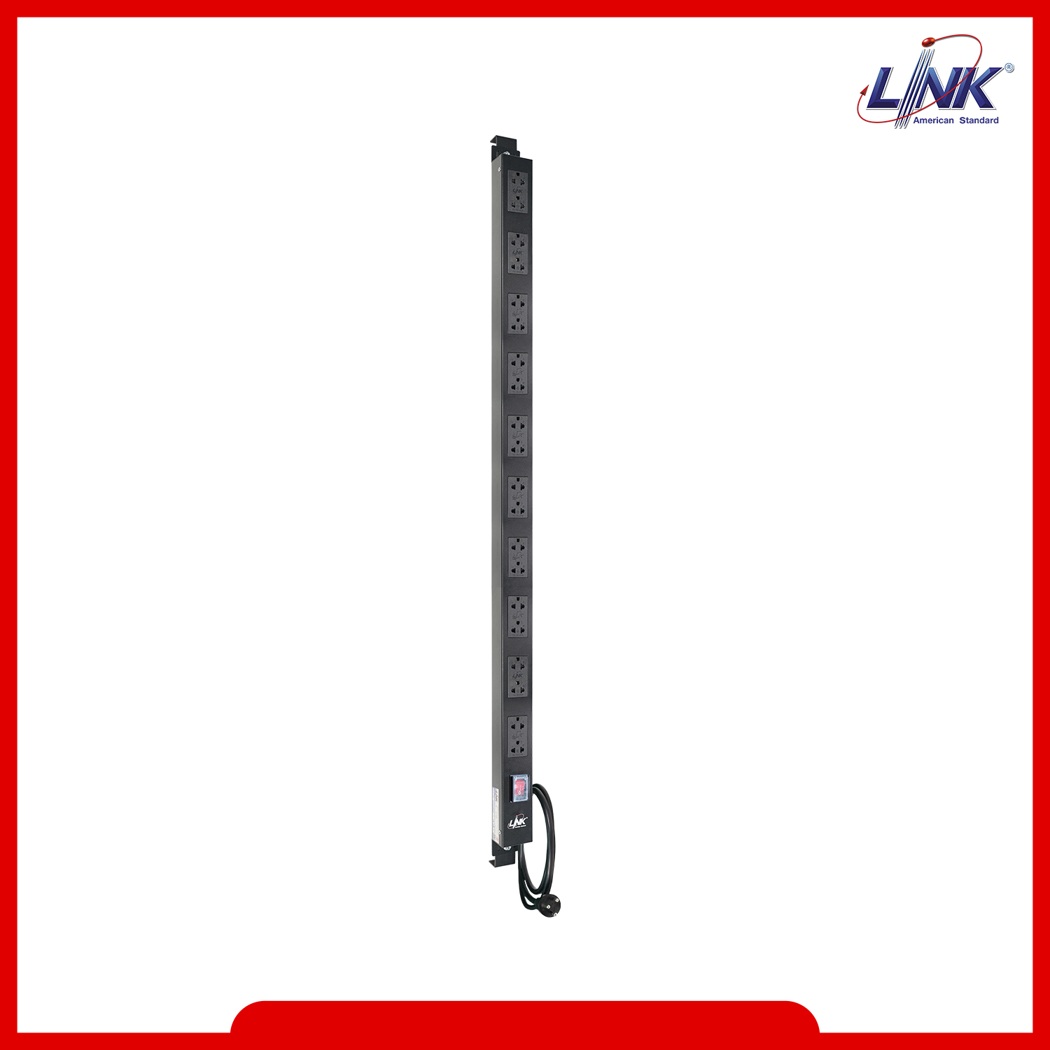 PDU 20 TIS Outlet (Lighting SW w/Guard + Protection 16A) รางไฟ มอก. ที่มี Protection และสวิสซ์ไฟ