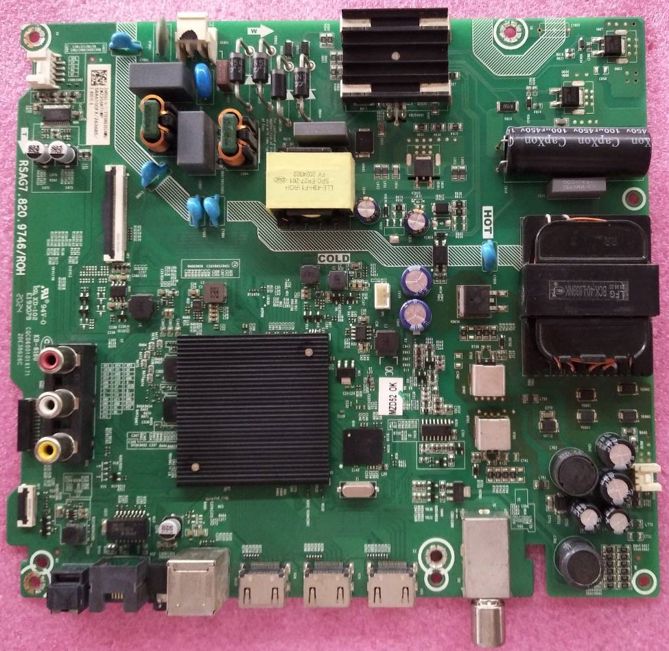 วันบอร์ดทีวีไฮเซน HISENSE ของแท้ถอดจากเครื่อง ใช้กับรุ่น 58E6F พาร์ทบอร์ดRSAG7.820.9746/ROH เวอร์ชั่นทีคอนCV580U1-T01-CB-1