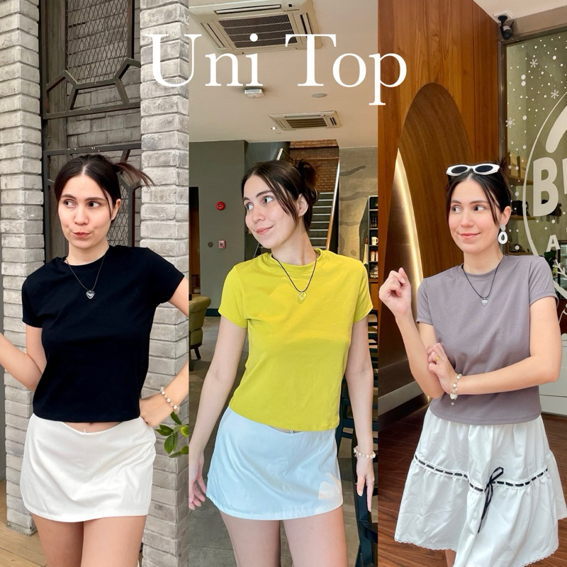 🫶🏻Uni Top🫶🏻 เสื้อแขนสั้น ผ้ายูนิ everyday look 👀 ผ้าดีมาก ใส่สบาย