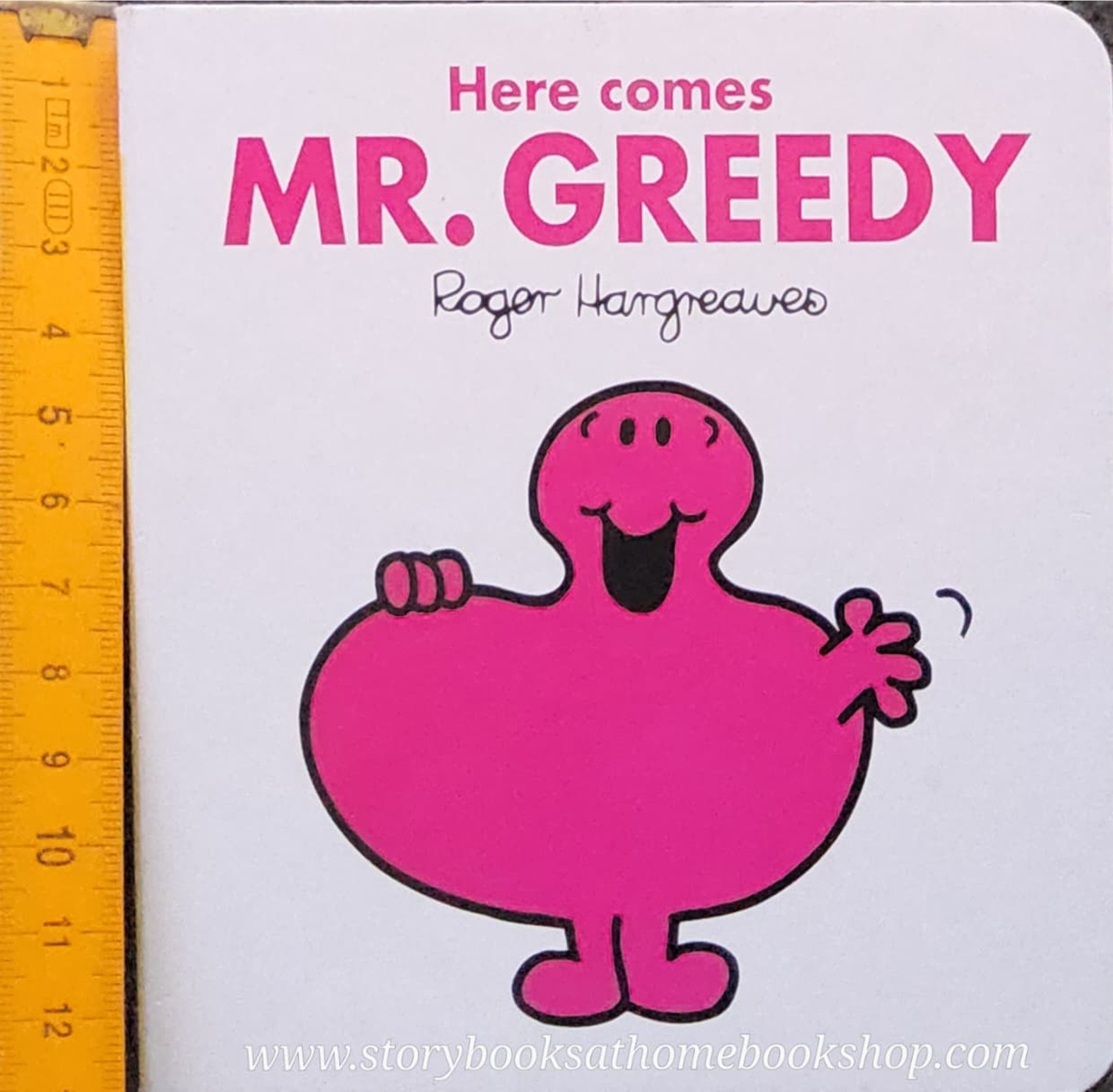BOARD BOOK ** 👉LITTLE MISS&MR.MEN👍 🍅🍅HERE COMES MR.GREEDY by Roger Hargreaues