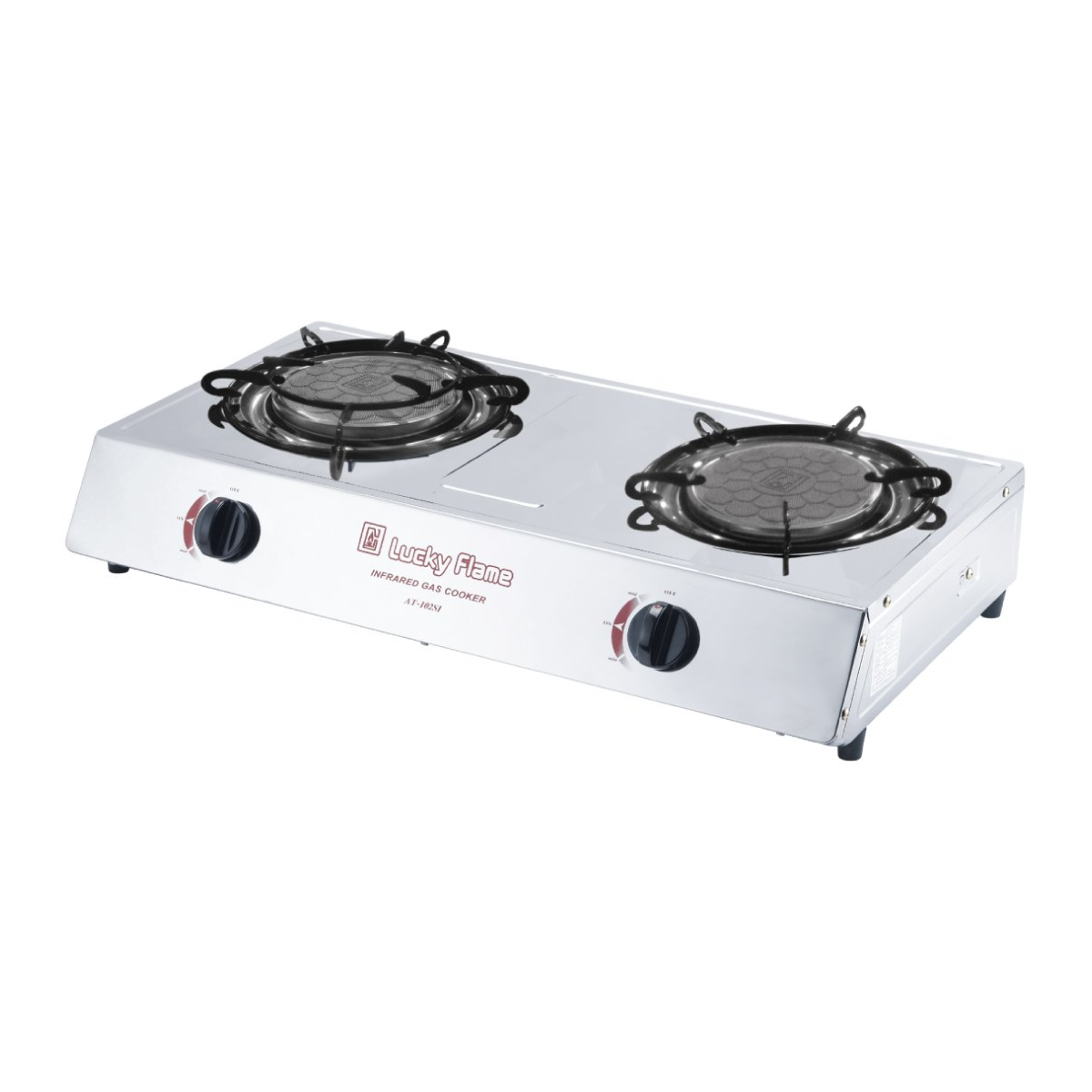 เตาแก๊สตั้งโต๊ะ หัวอินฟราเรด 2 หัว สแตนเลสทั้งตัว ยี่ห้อ LUCKY FLAME รุ่น AT-102SI