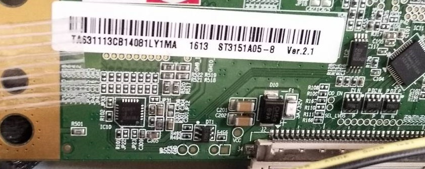 เมนบอร์ดทีวี ทีซีแอล TCL ของแท้ถอดจากเครื่อง รุ่นLED32S3800 พาร์ทบอร์ด40-MT56FC-MAE2HG เวอร์ชั่นทีบาร์ST3151A05-8