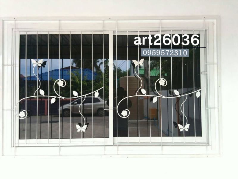 เหล็กดัด หน้าต่าง บานเลื่อน สีขาว สวยๆ