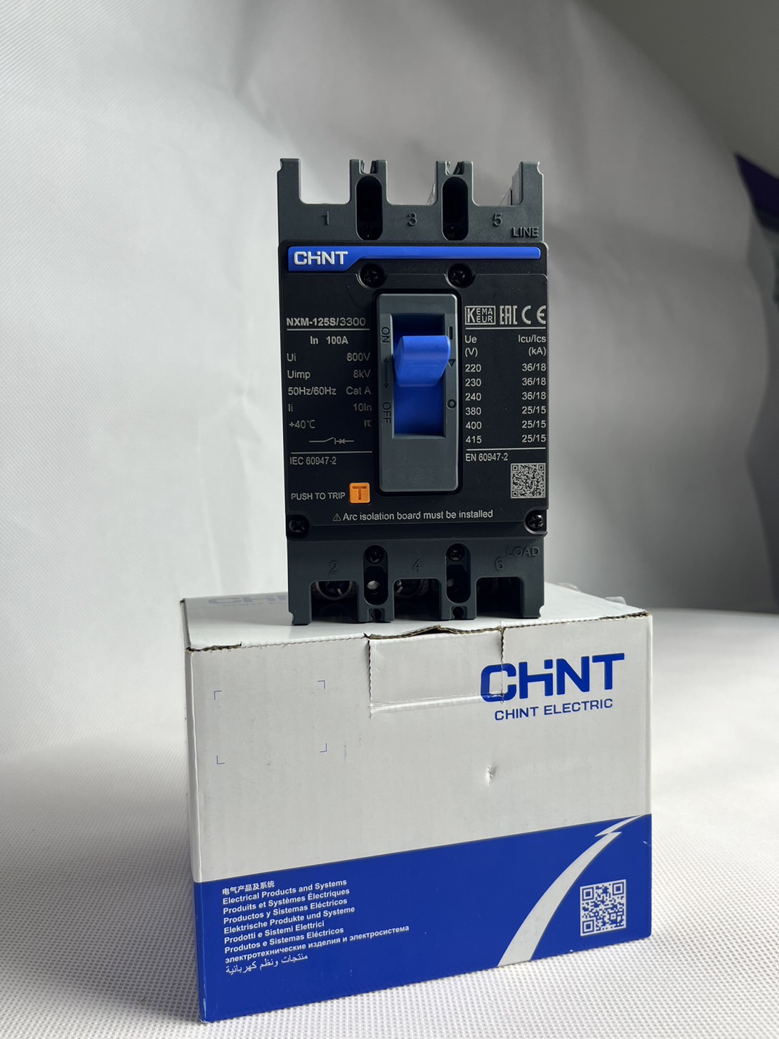 MCCB โมลเคสเบรกเกอร์ เบรกเกอร์ขนาดใหญ่ Molded Case Circuit Breaker NXM-125S/3300 3P 100A (25KA)