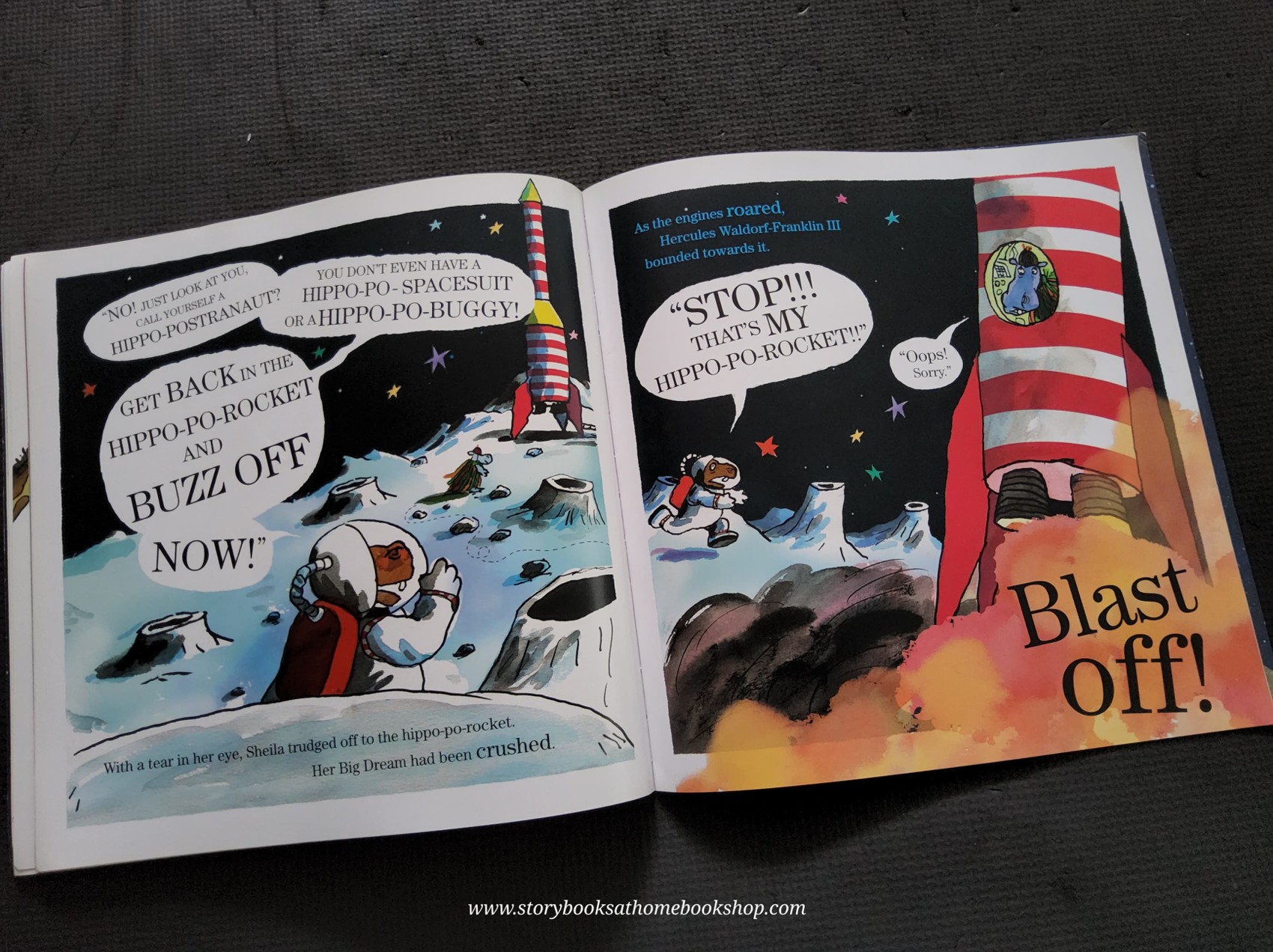 หนังสือนิทานปกอ่อน** 🍅🍓THE FIRST HIPPO ON THE MOON BY DAVID WALLIAMS with CD