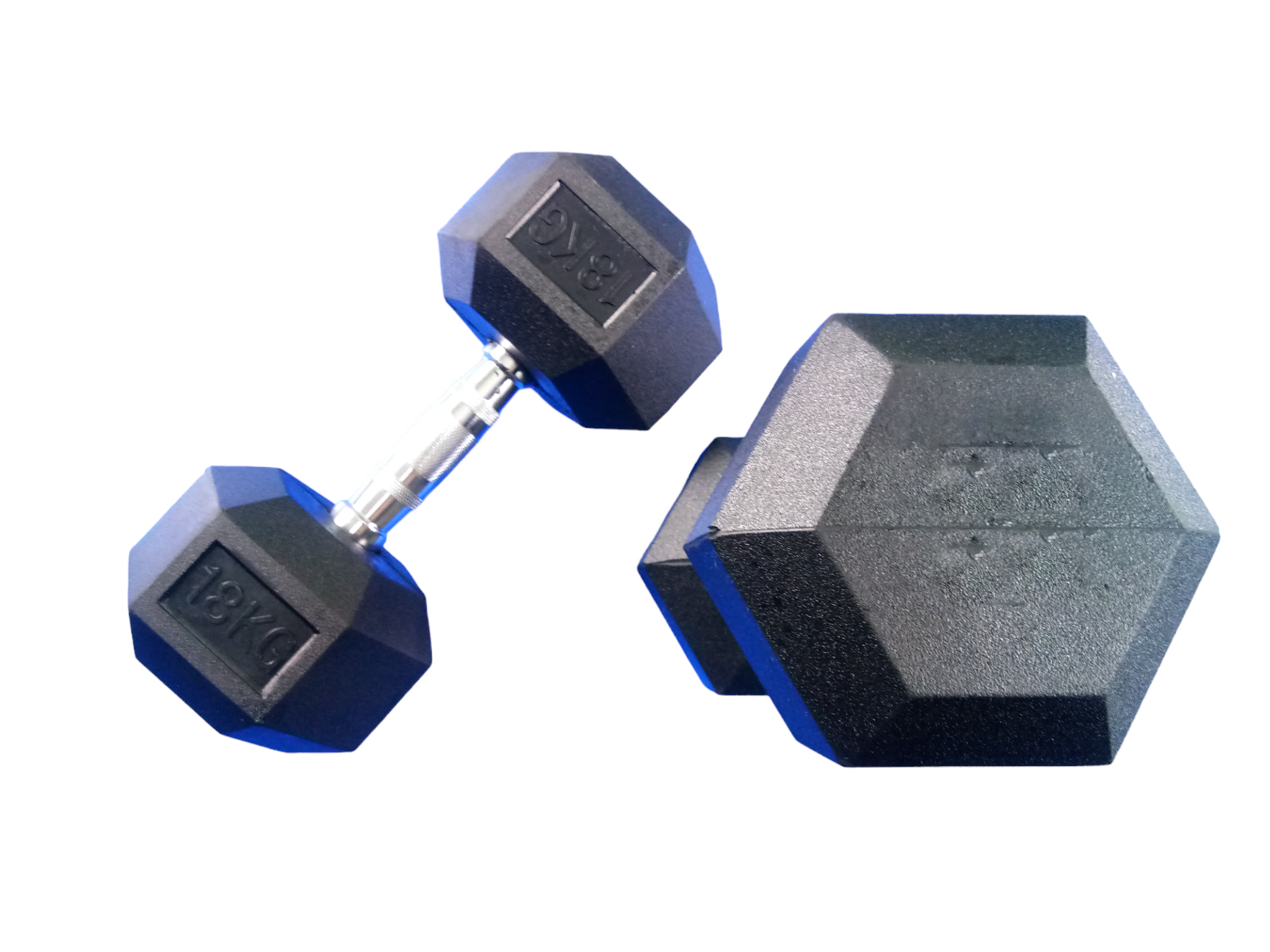 Dumbbell Hex ดัมเบล ทรง 6 เหลี่ยม ดัมเบลเหล็กหุ้มยาง 18 KG. (1 คู่)