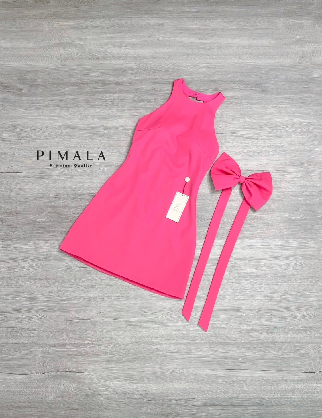 เดรส+เข็มกลัดโบว์ เดรสแขนกุดทรงเรียบๆแต่น่ารักมากกก