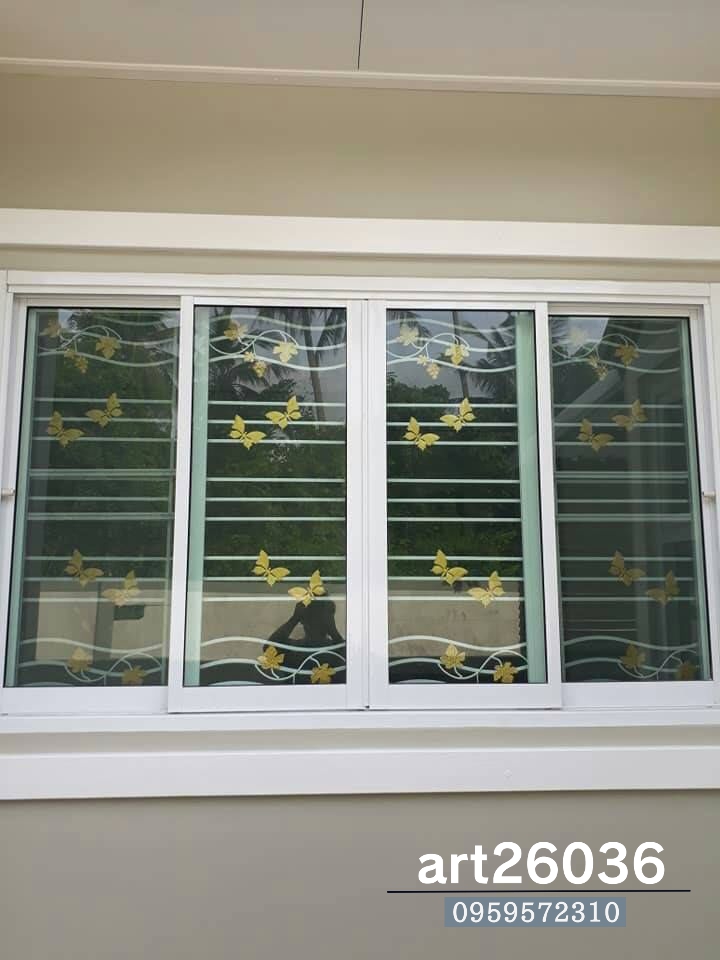 เหล็กดัดสีอบขาว ทาสีใบไม้ สวยๆ