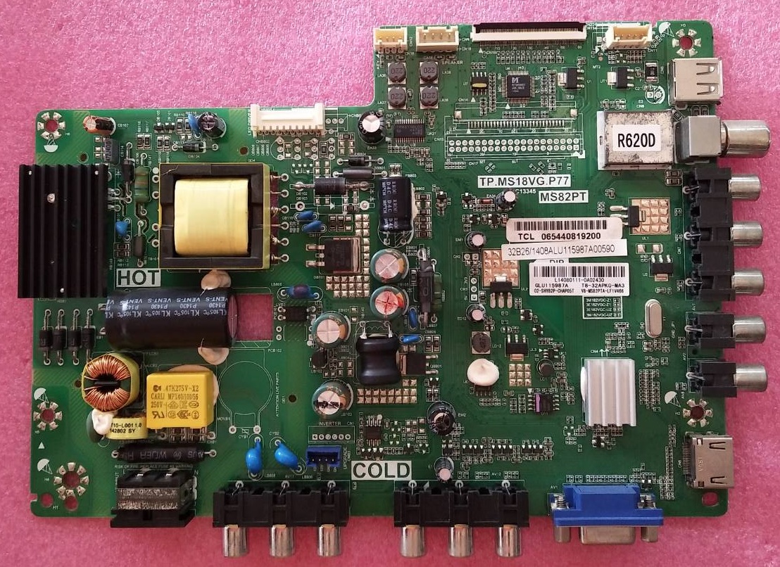 ONE BOARD(วันบอร์ด) ทีวี ทีซีแอล TCL ของแท้ถอดจากเครื่อง รุ่นLED32B2600 :TP.MS18VG.P77 เบอร์จอ-LVW320CS0T E81 V11 ทีบาร์ST3151A05-6