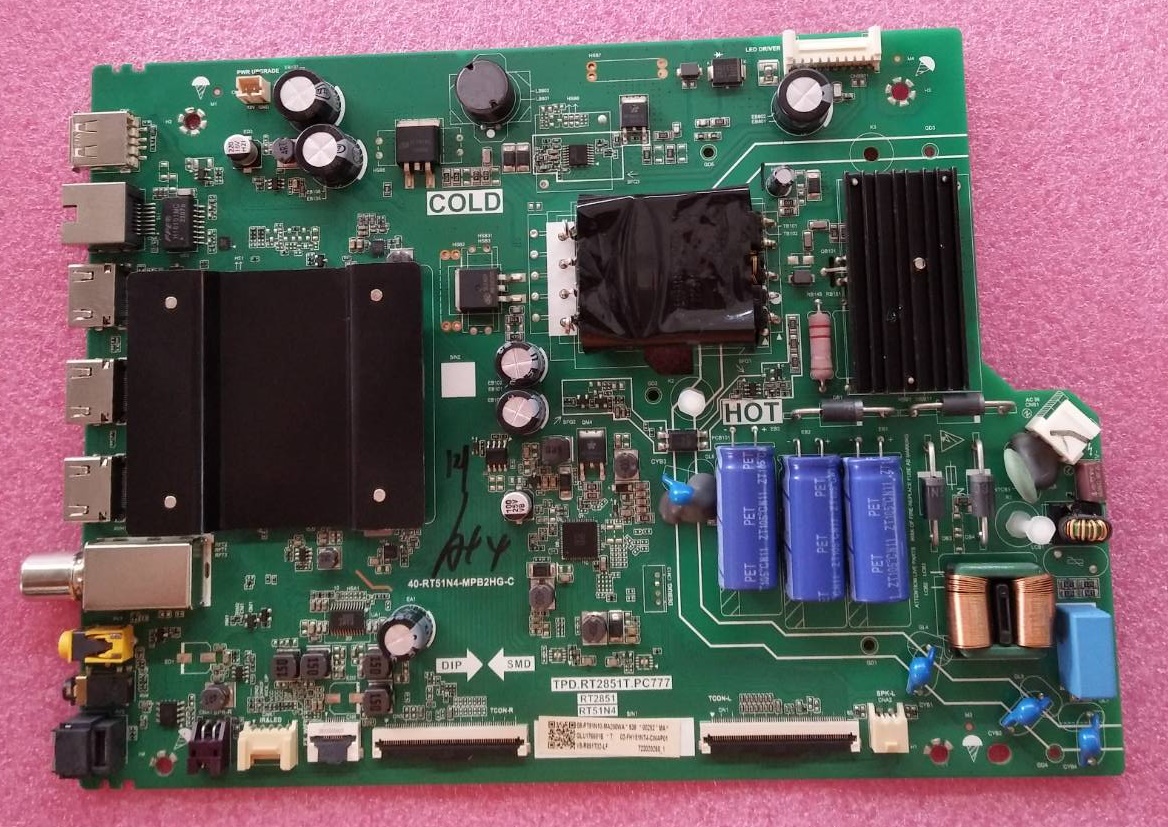 วันบอร์ดทีวีซีแอล (Oneboard TV TCL) ของแท้ถอดจากเครื่อง รุ่น50P615 พาร์ทTPD.RT2851T.PC777 เวอร์ชั่นใช้กับทีบาร์CC500PV9D VER.01
