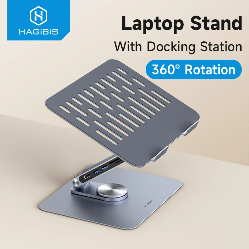 Hagibis LTP01H Laptop Stand with Multifunction adapter HDMI SDcard Aux USB C PD